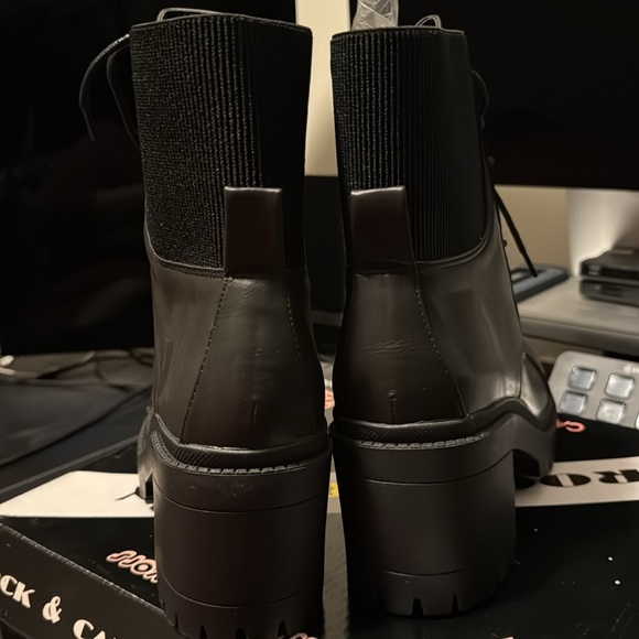 Rock & Candy by Zigi 10 M Helia Boot Black Faux Leather Chunky Heel New - Picture 8 of 14